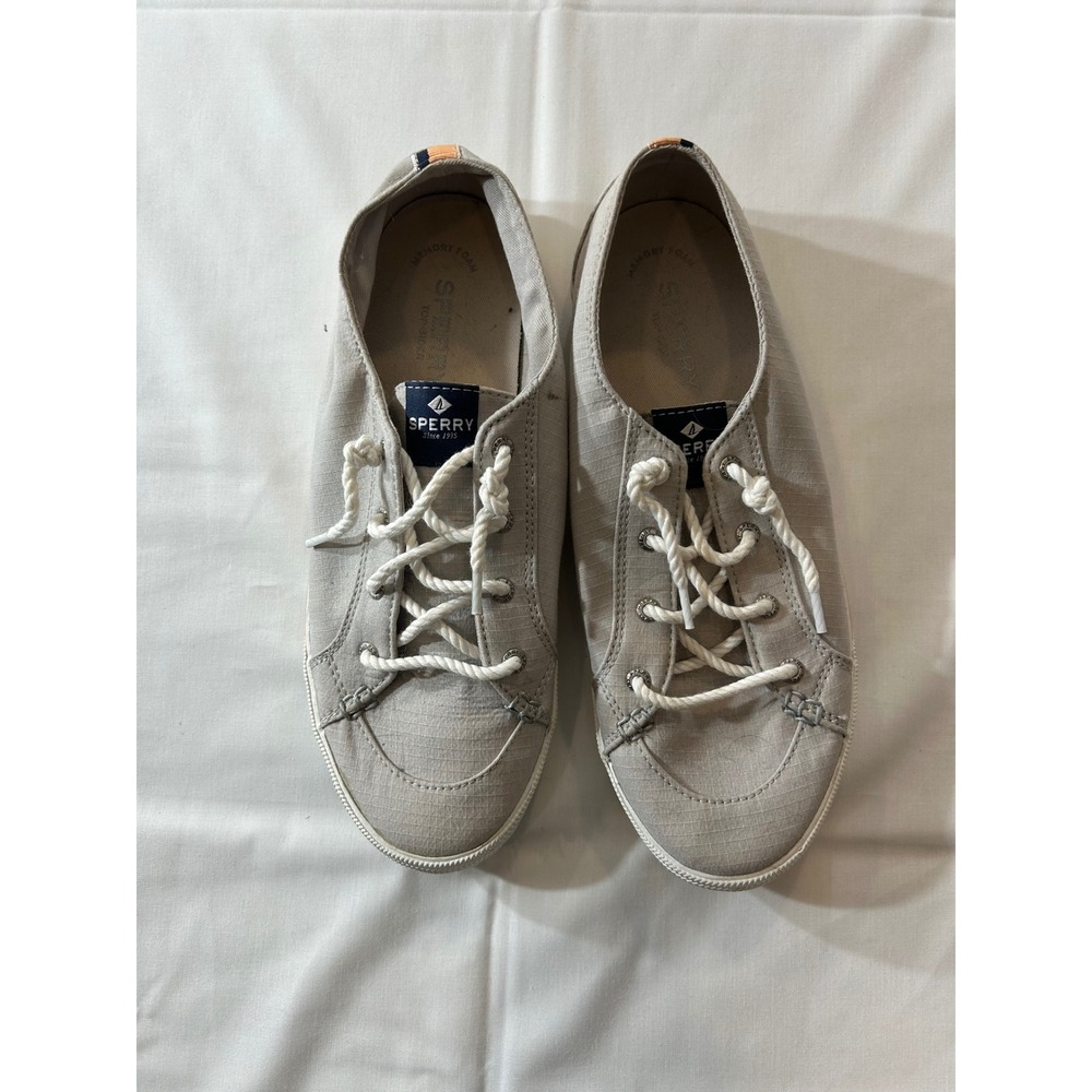 Sperry Top-Sider Crest Vibe Grey Ripstop Canvas Sneakers STS84984 Womens 10